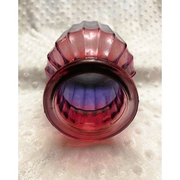 Vintage Greenbrier Ombre (Cranberry, Purple, Violet, Blue) Ribbed Glass Vase - Picture 4 of 5